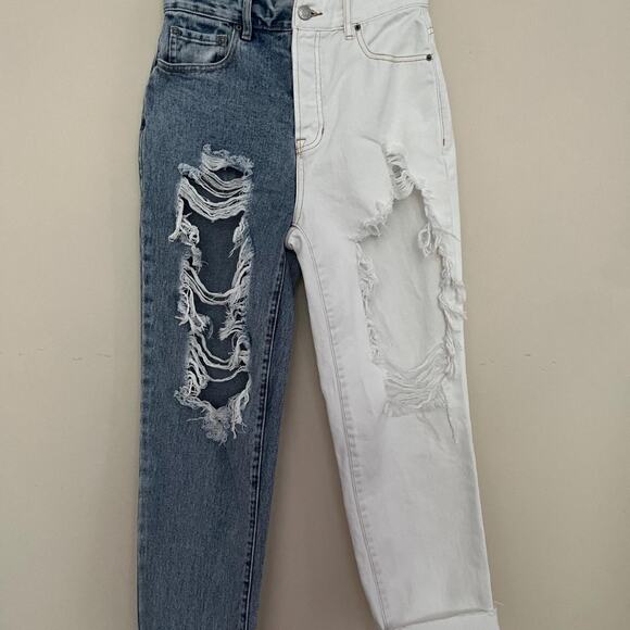 Pacsun Women's two toned ripped high rise straight jeans size 26 - Picture 3 of 5